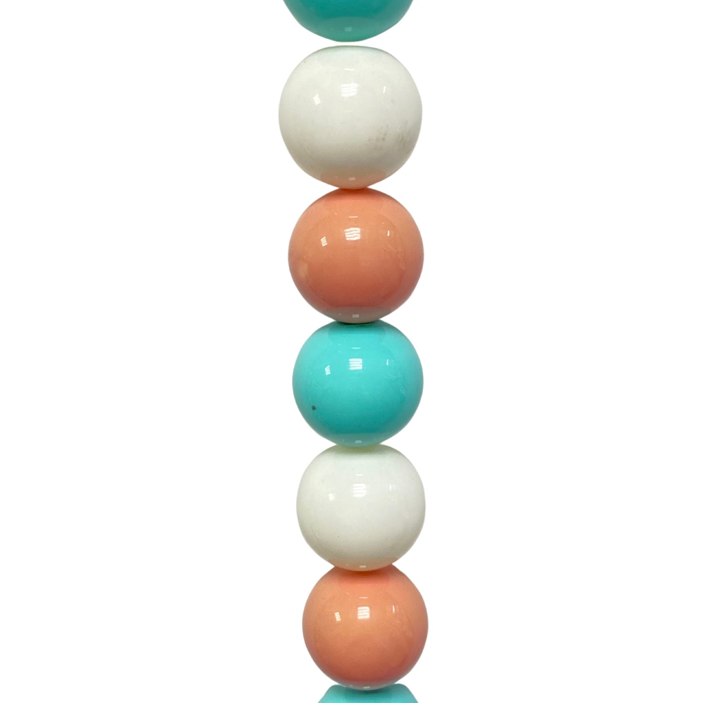 White/ Coral/ Teal Mother of Pearl - (Polished) - Round/ Smooth