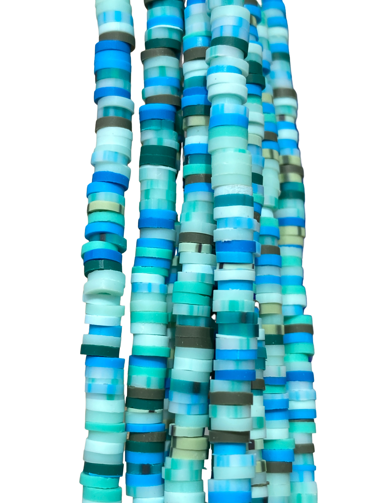 Light Blue Opaque 8mm Disc Polymer Clay Beads (1 Strand)