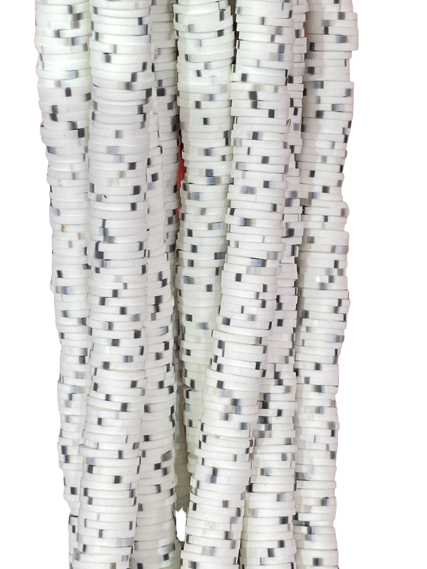 White Grey Stripe Heishi Disc - Clay Beads