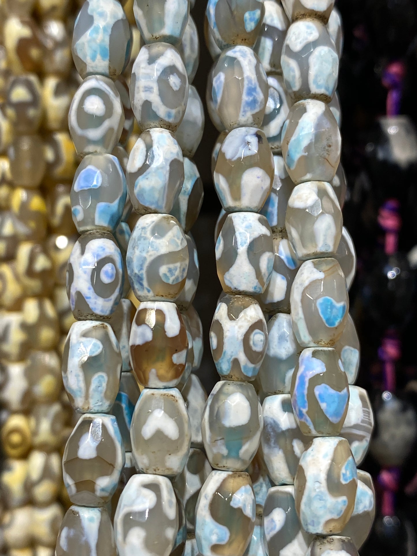 6x10mm Swirl Tibetan Beads (Faceted)
