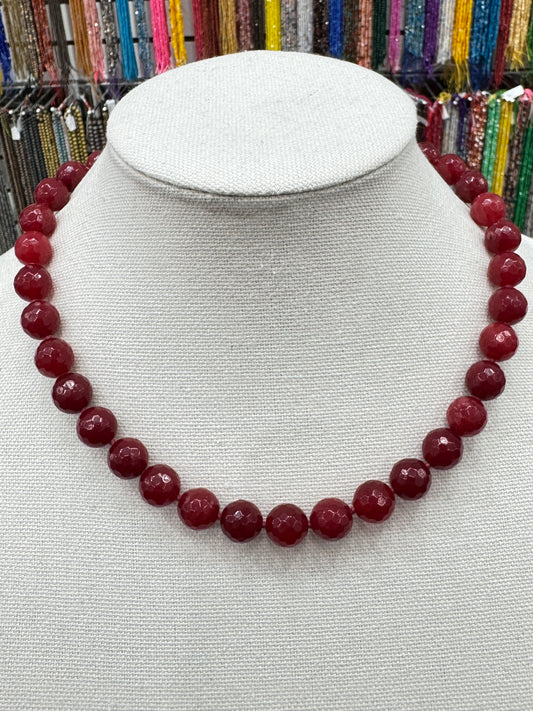 19 Inch Red Jade Necklace