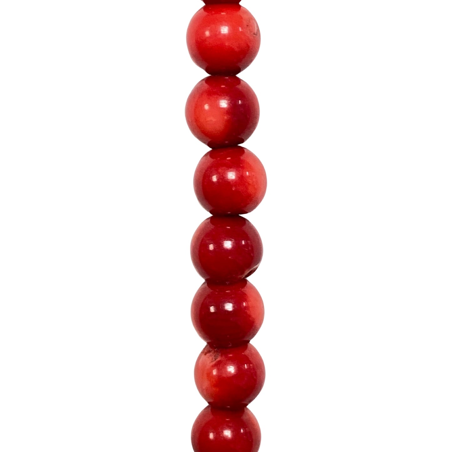 8mm Red Coral - (Polished) - Round/ Smooth