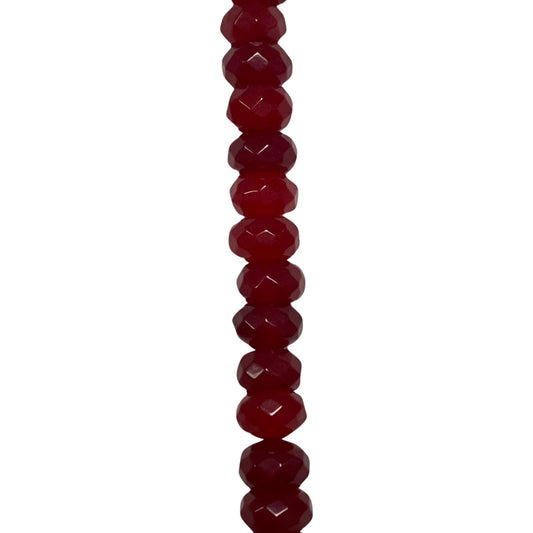 Dyed Jade - (Red) - Roundel/ Faceted