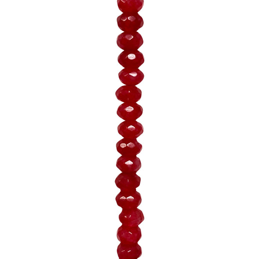 Dyed Jade - (Ruby) - Roundel/ Faceted
