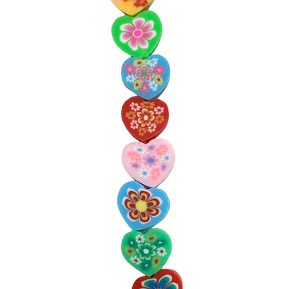 Multi-Color Floral Heart - Clay Beads