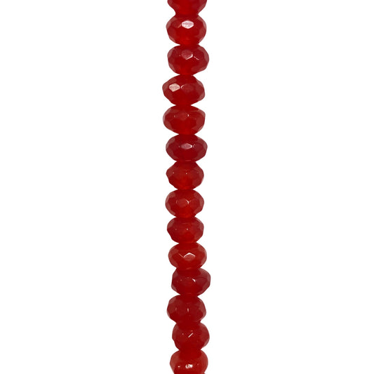 Dyed Jade - (Fire Red) - Roundel/ Faceted