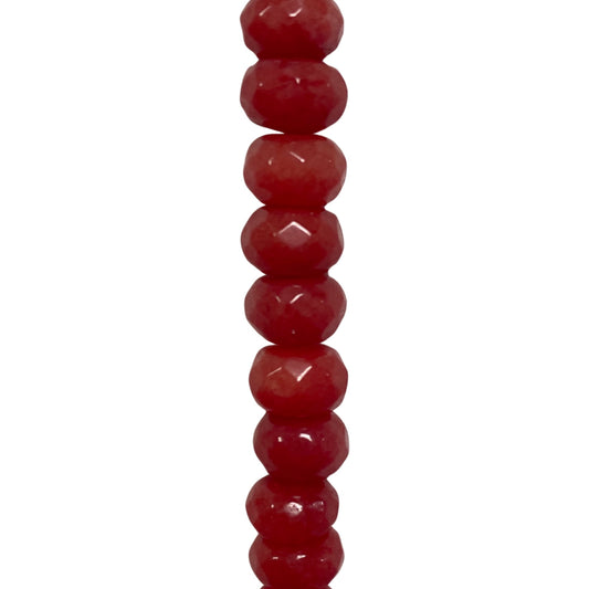 Dyed Jade - (Light Red) - Roundel/ Faceted