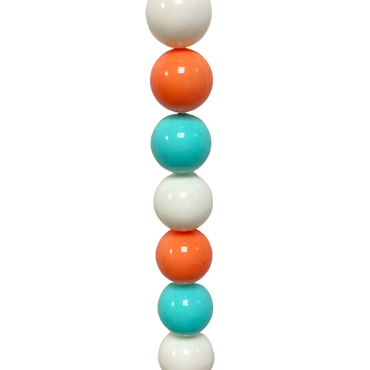 White/ Orange/ Teal Mother of Pearl - (Polished) - Round/ Smooth