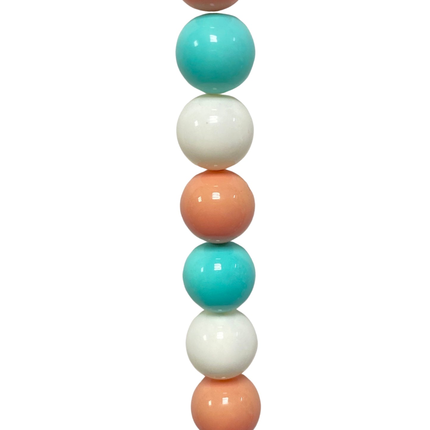 White/ Coral/ Teal Mother of Pearl - (Polished) - Round/ Smooth