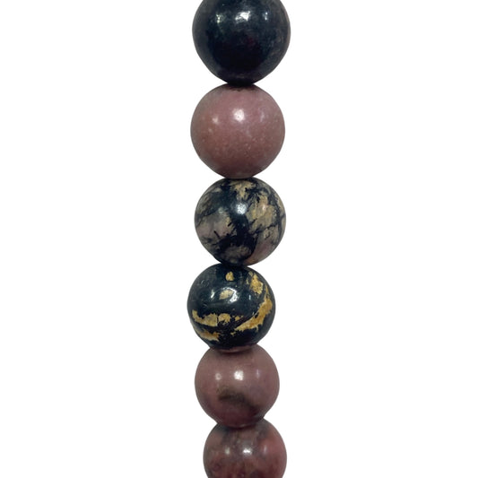 Black Lace Rhodonite - (Polished) - Round/ Smooth