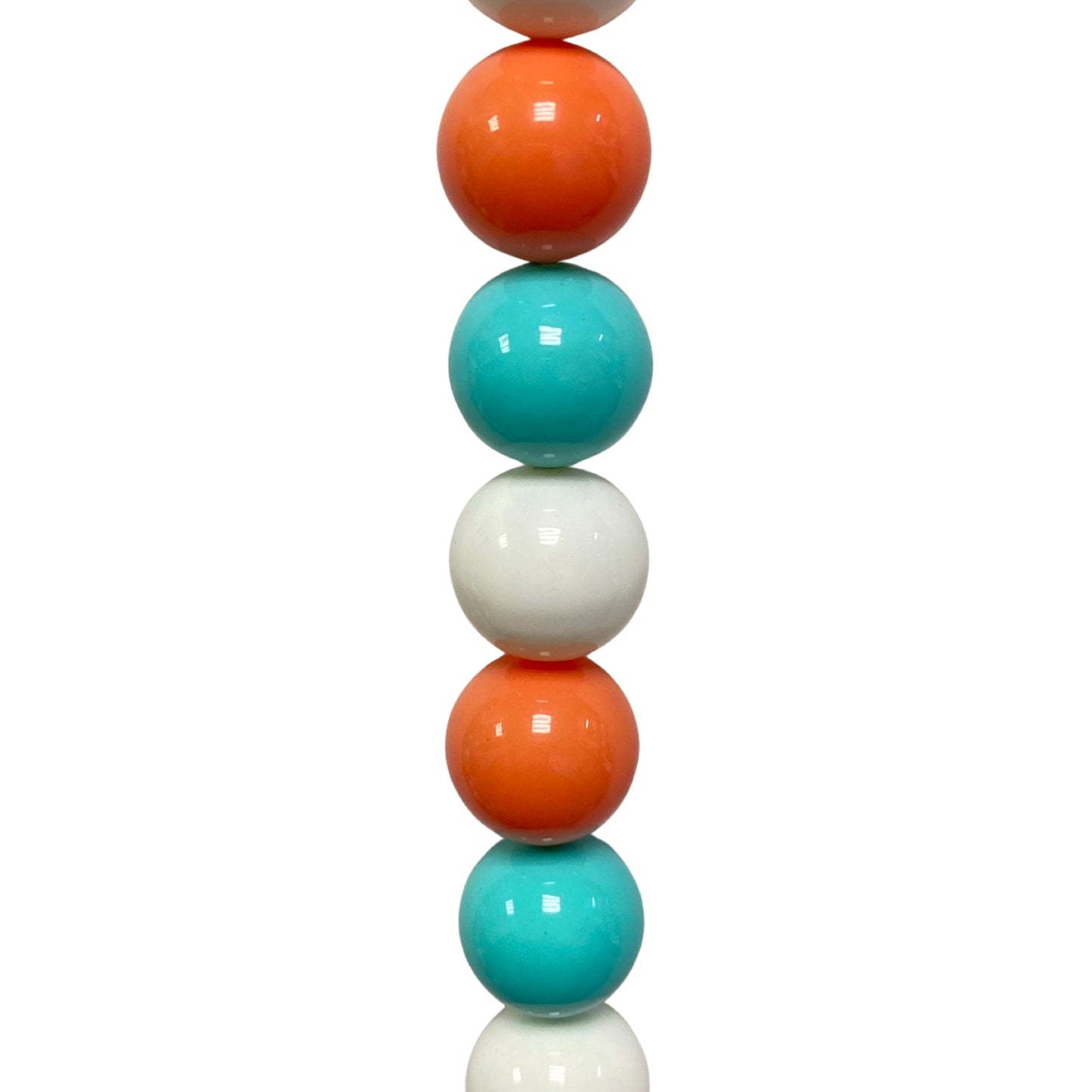 White/ Orange/ Teal Mother of Pearl - (Polished) - Round/ Smooth