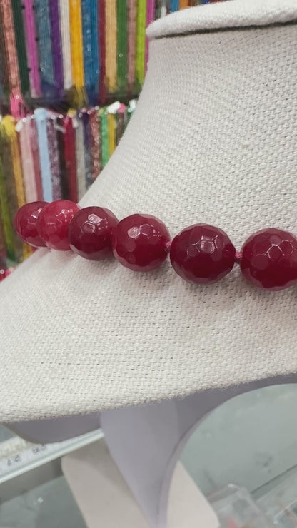 19 Inch Red Jade Necklace