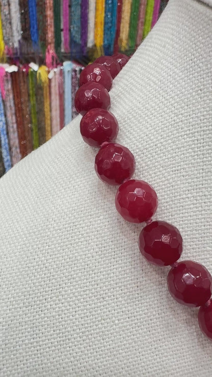 19 Inch Red Jade Necklace