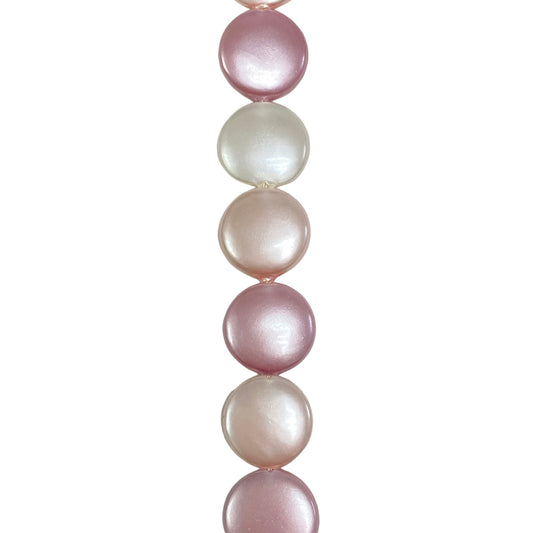 Pink/ White Mother of Pearl - (Polished) - Coin/ Smooth