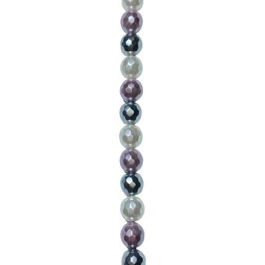 Gunmetal/ Grey/ White Mother of Pearl - (Polished) - Round/ Faceted