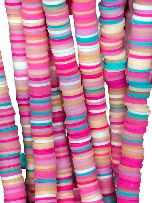 Multi-Pink Heishi Disc - Clay Beads