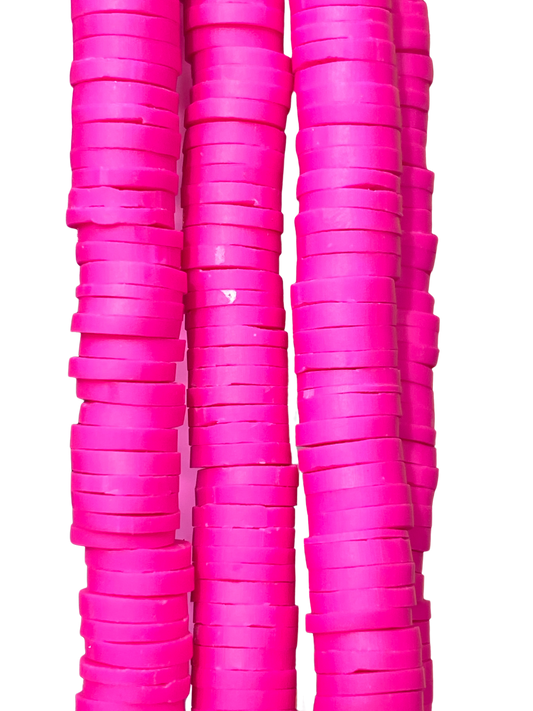 Hot Pink Heishi Disc - Clay Beads