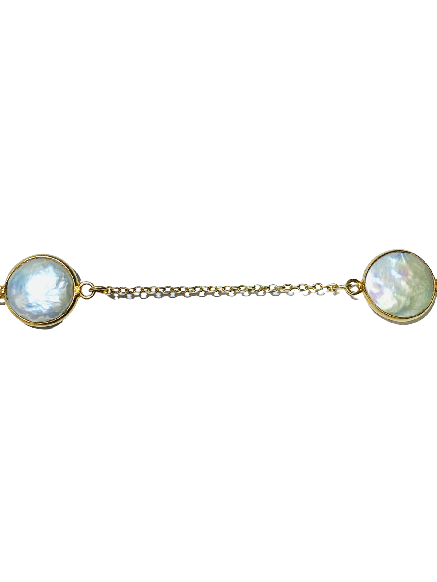 “Freshwater Pearl Coin” 925 Sterling Silver Chain - Vermeil