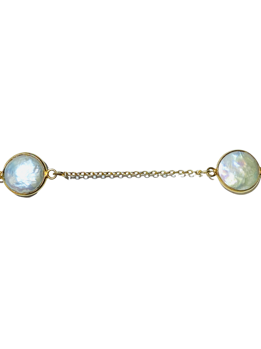 “Freshwater Pearl Coin” 925 Sterling Silver Chain - Vermeil