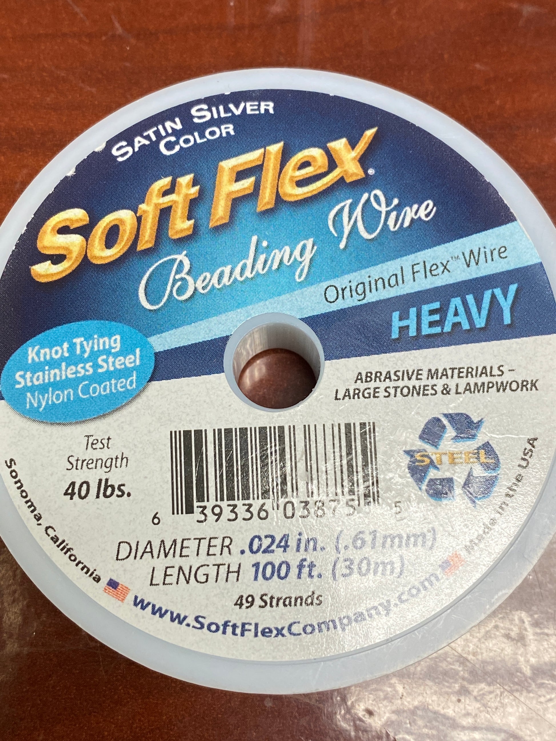 Soft Flex Original .014 100 ft. Satin Steel Beading Wire