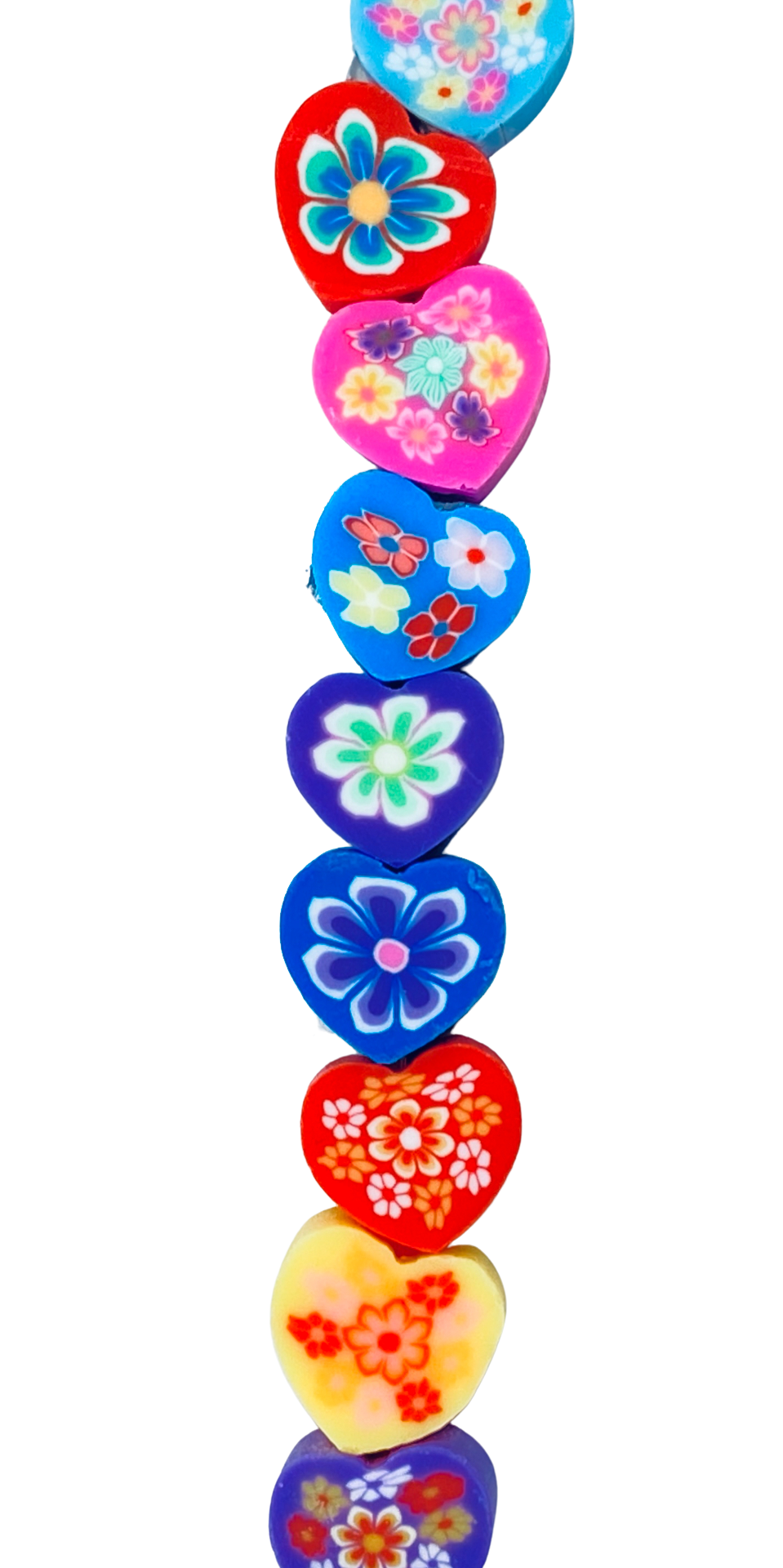 Multi-Color Floral Heart - Clay Beads