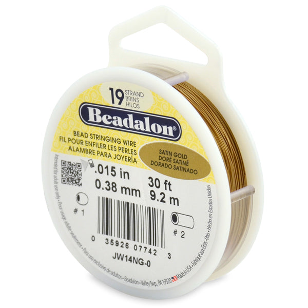 Beadalon, Stringing Wire - 19 Strand (Satin Gold)