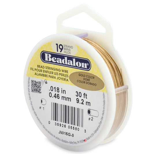 Beadalon, Stringing Wire - 19 Strand (Gold)